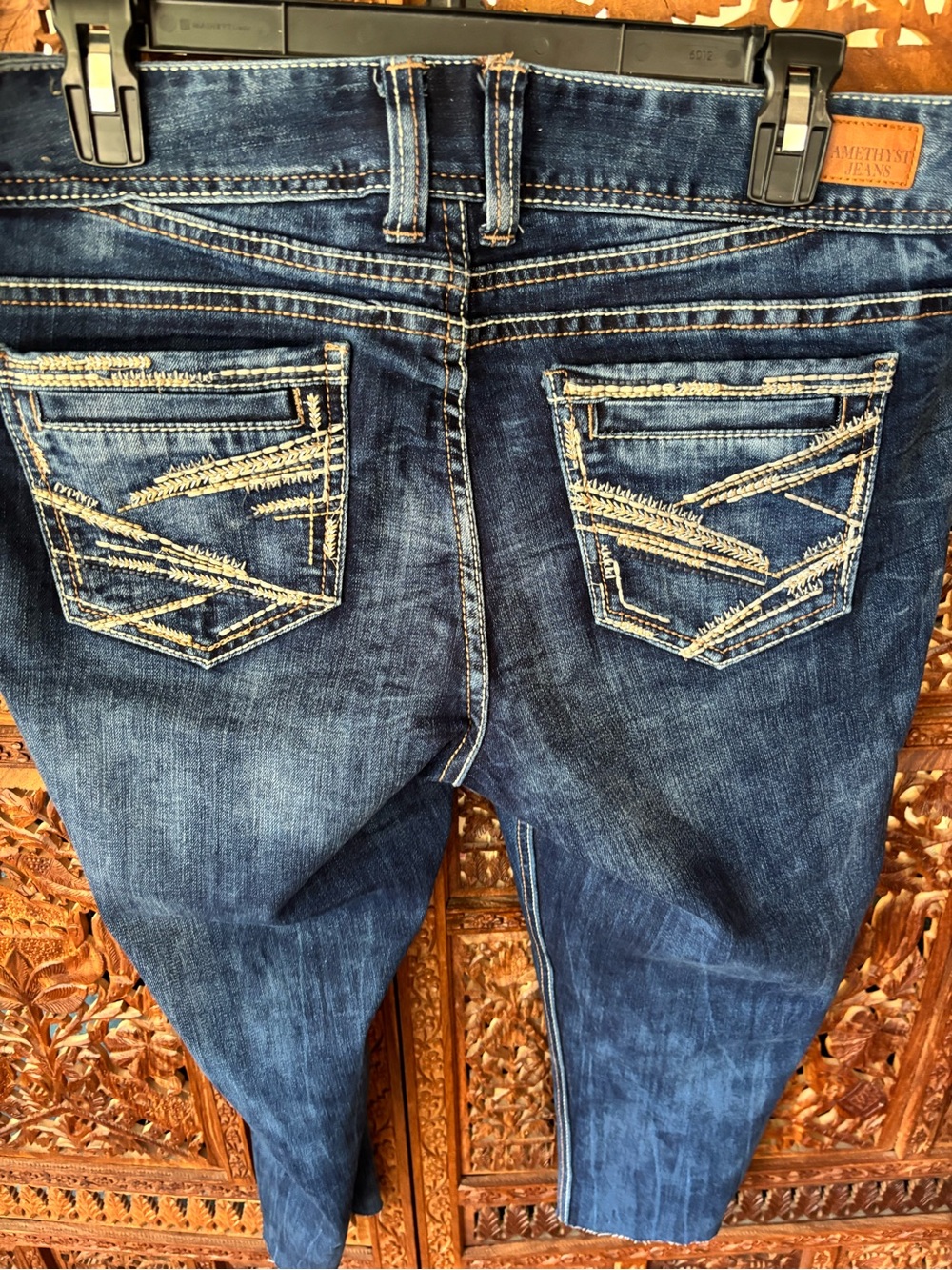 Amethyst Jeans Women's Dark Blue Distressed Cropped Jeans